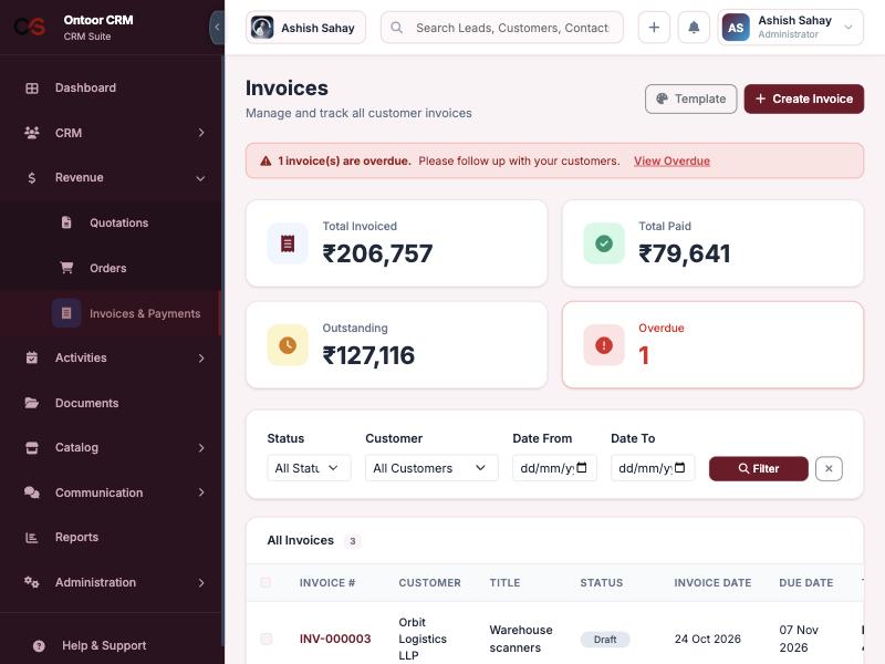 Ontoor CRM — Invoicing
